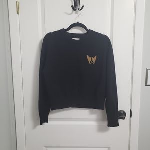 OAK + FORT Black Dog Monogram Sweater